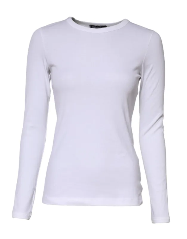 White Cotton Knit Round Neck Long Sleeves T-shirt sold by Lord & Taylor