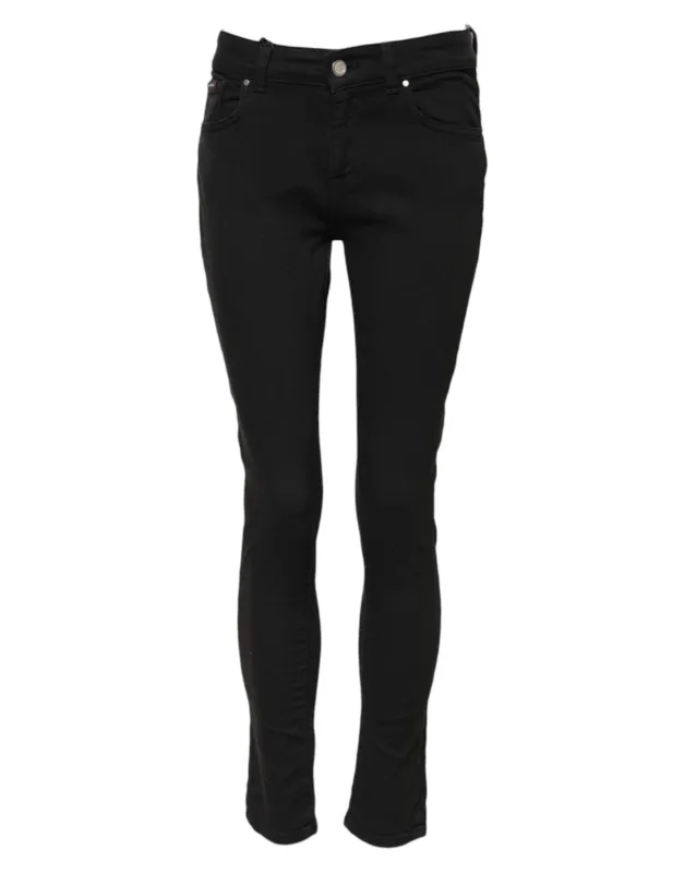 Black Cotton Skinny Mid Waist Denim Jeans sold by Lord & Taylor