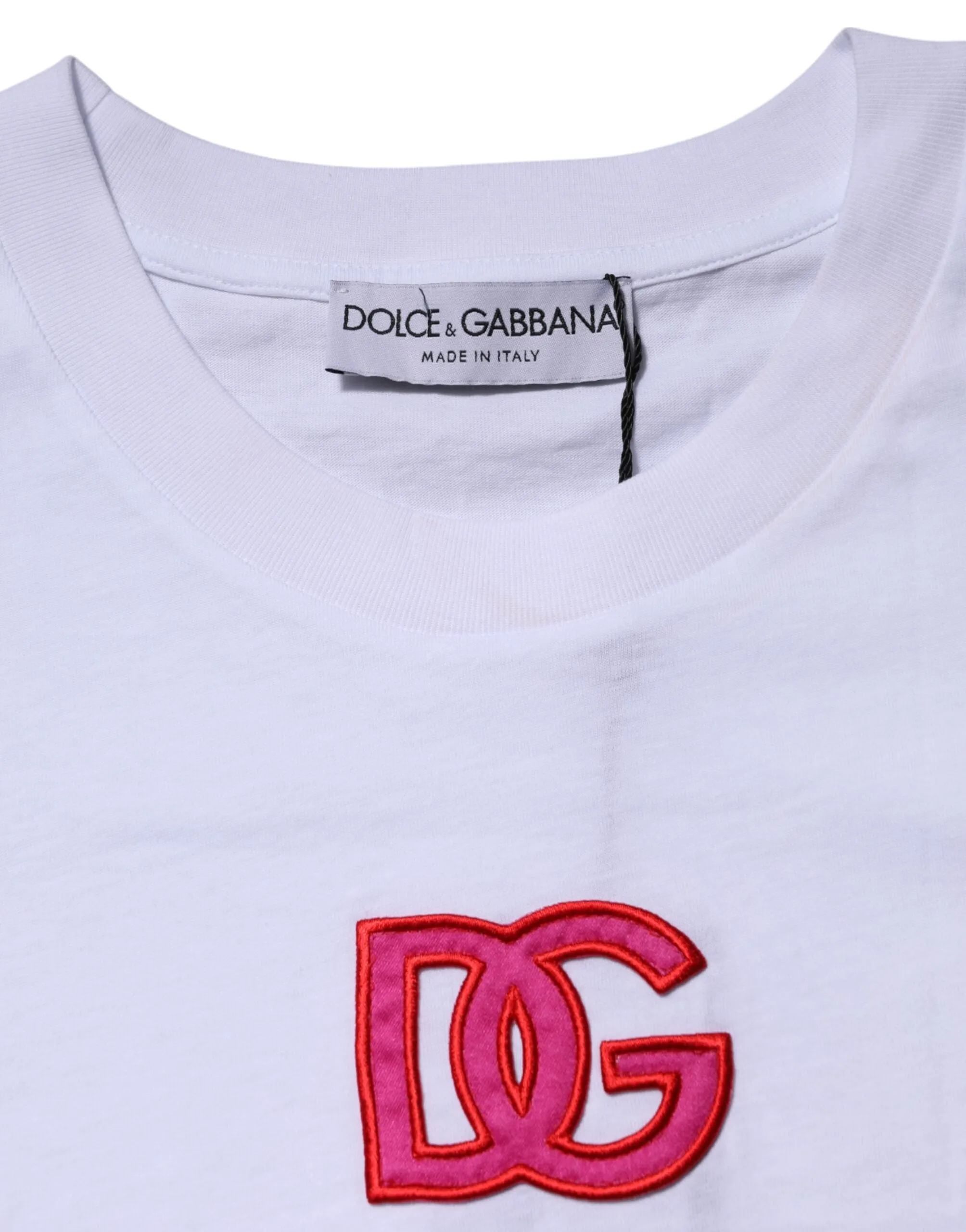 White Cotton DG Logo Embroidery Top T-shirt sold by Lord & Taylor product image thumbnail 4
