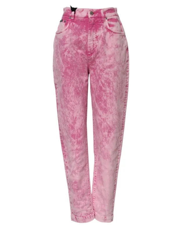 Pink Tie Dye High Waist Tapered Denim Jeans sold by Lord & Taylor