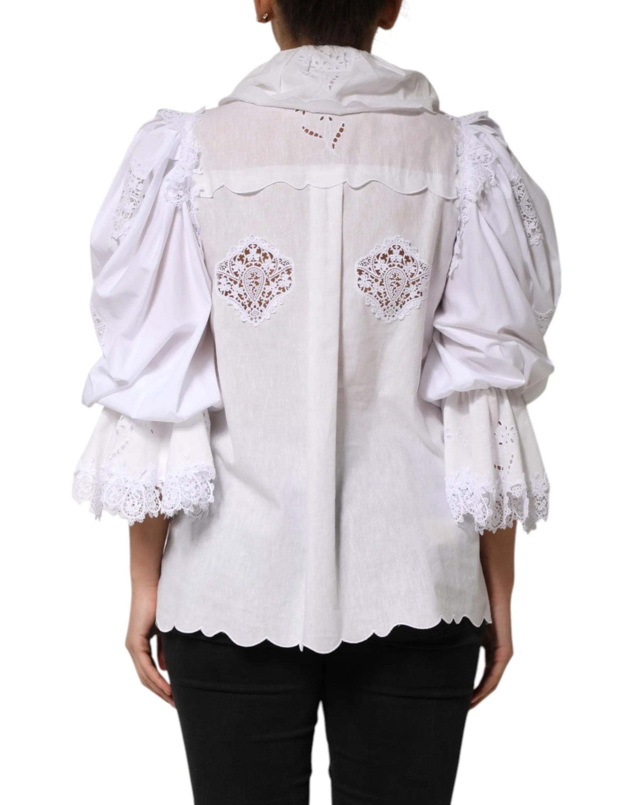 White Ruffled Lace Embellished Blouse Top sold by Lord & Taylor product image thumbnail 4