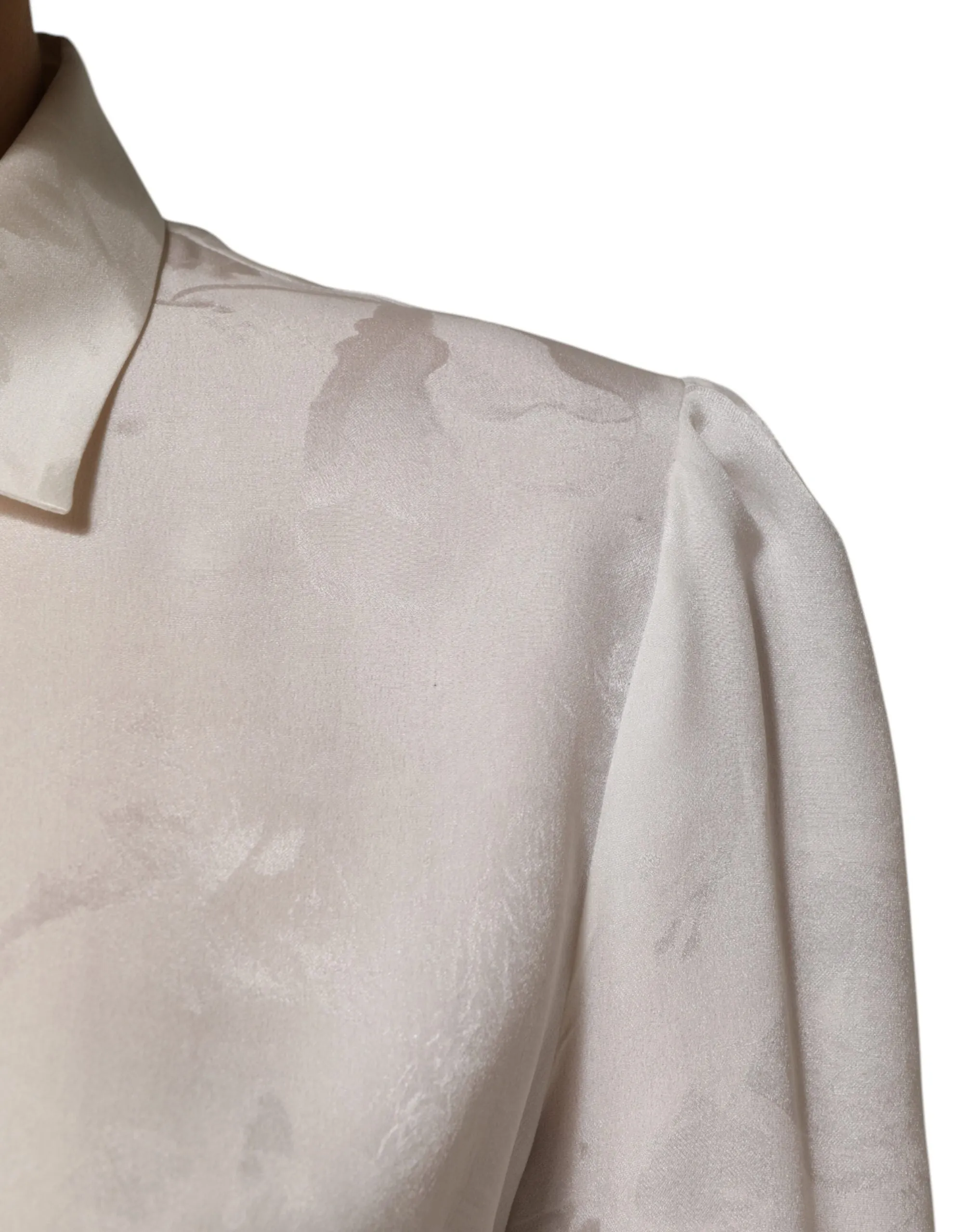 White Silk Long Sleeves Collared Shirt Top sold by Lord & Taylor product image thumbnail 5