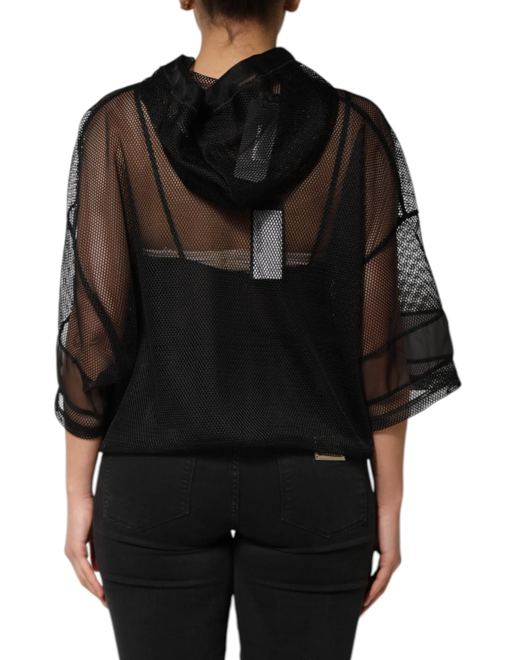 Black See Through Hooded Pullover Sweater sold by Lord & Taylor product image thumbnail 4