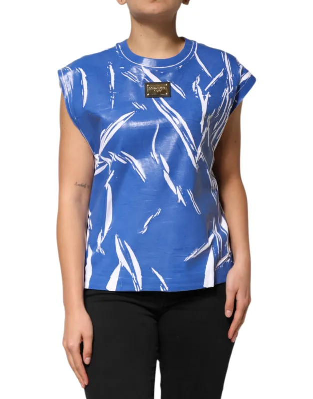 Blue White Cotton Logo Plaque Women Tank Top sold by Lord & Taylor