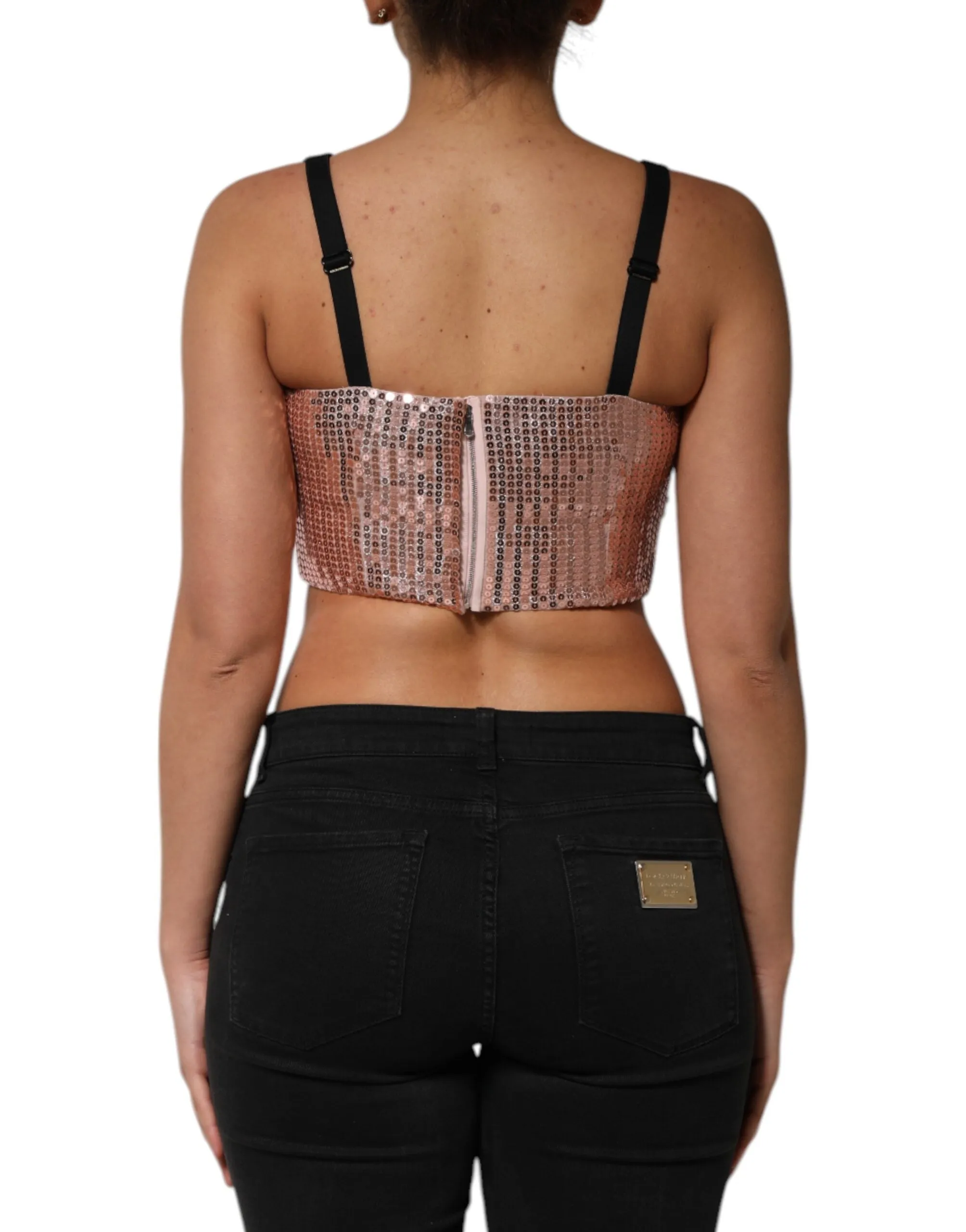 Pink Sequined Nylon Sleeveless Cropped Top sold by Lord & Taylor product image thumbnail 4