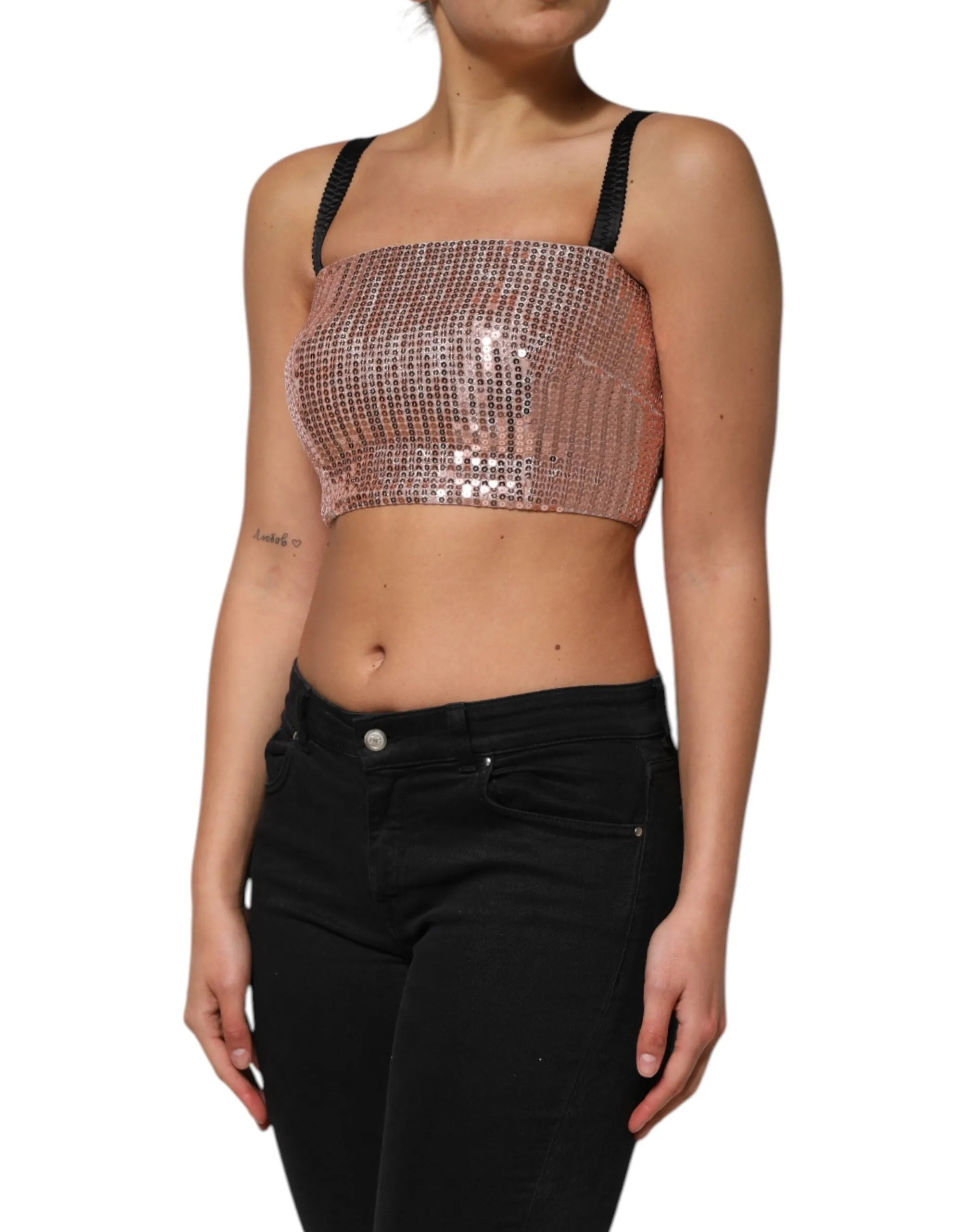 Pink Sequined Nylon Sleeveless Cropped Top sold by Lord & Taylor product image thumbnail 3
