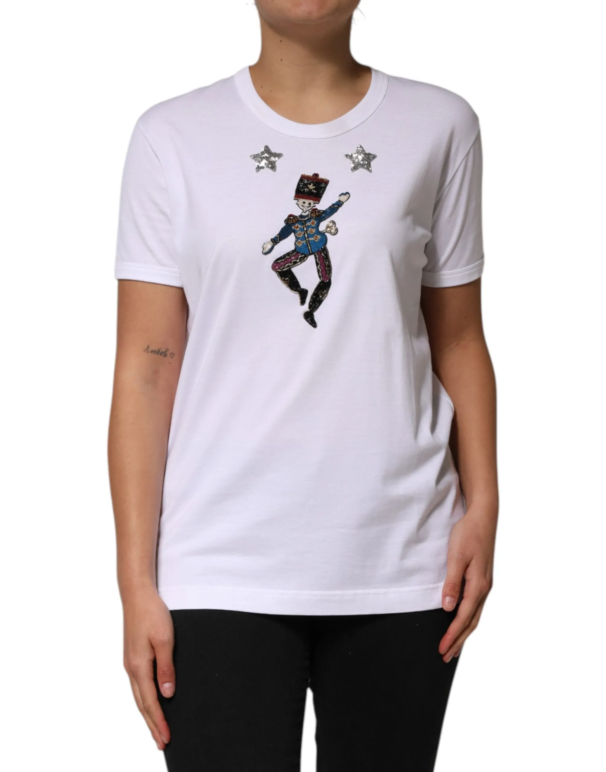 White Cotton Sequin Embellished Top T-shirt sold by Lord & Taylor product image thumbnail 2