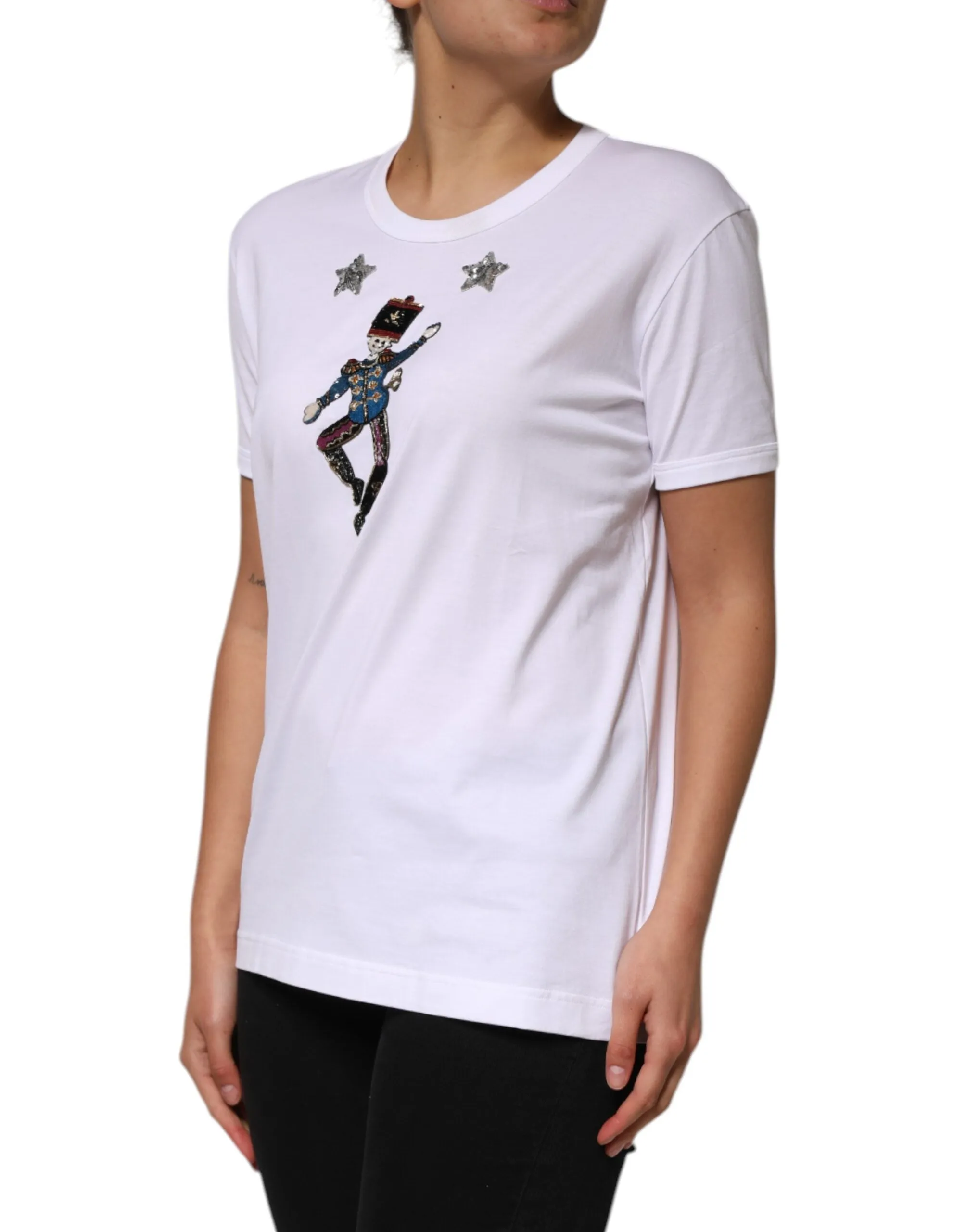 White Cotton Sequin Embellished Top T-shirt sold by Lord & Taylor product image thumbnail 3