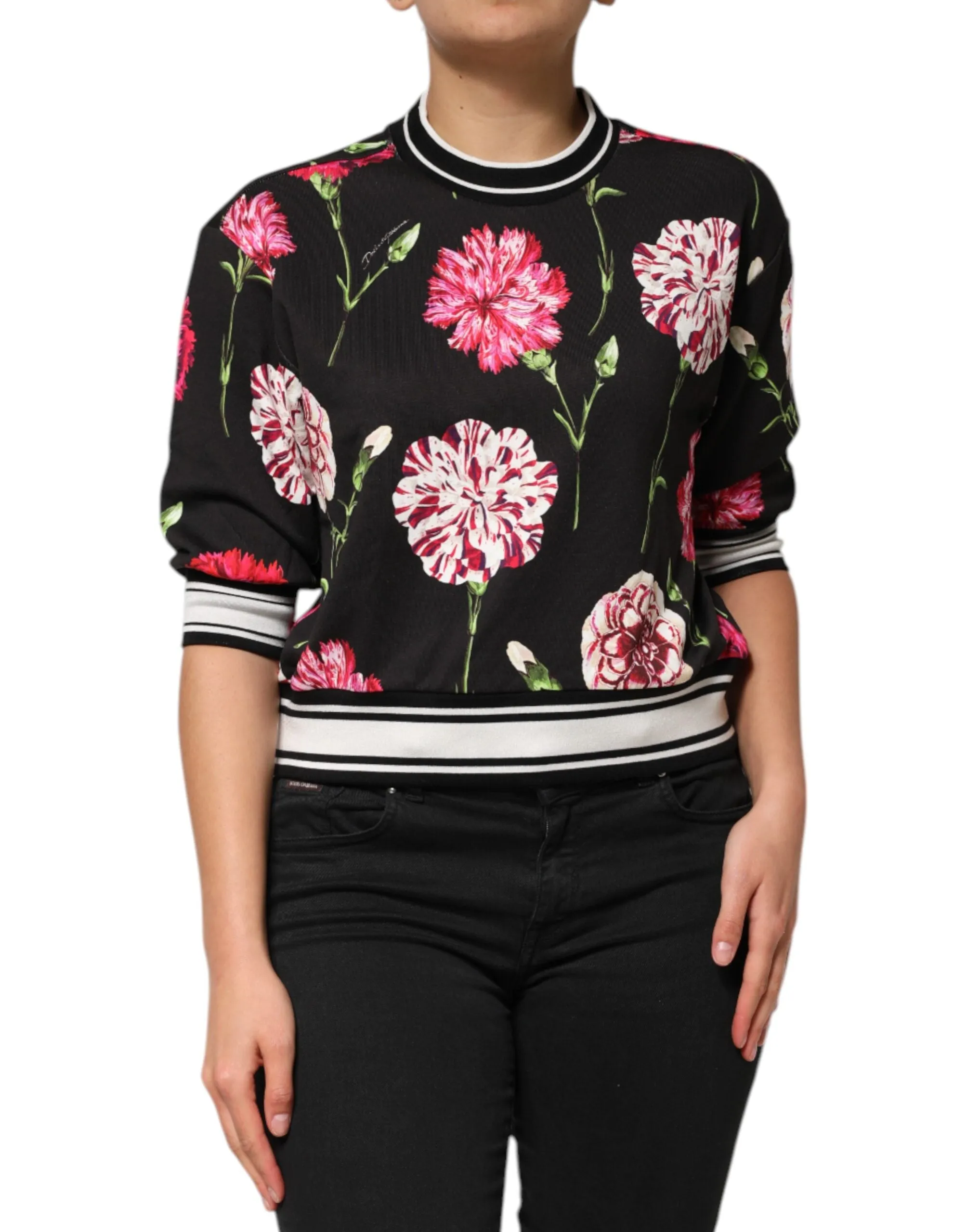 Black Floral Print Cotton Short Sleeves Top sold by Lord & Taylor product image thumbnail 2