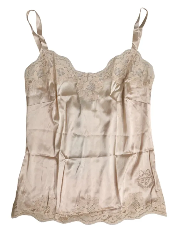 Beige Lace Silk Satin Tank Lingerie Underwear sold by Lord & Taylor