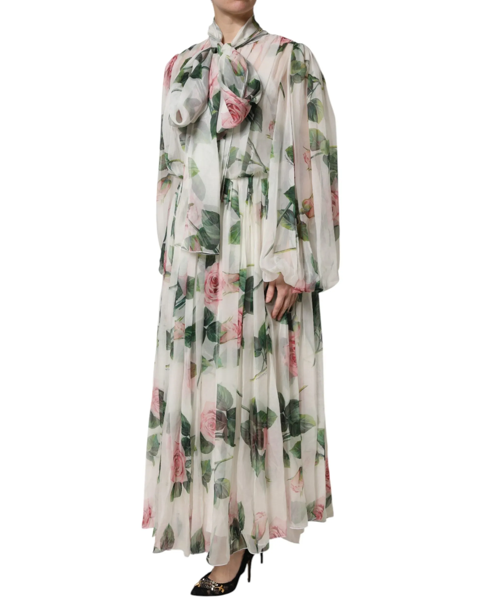 White Floral Roses Maxi Long Gown Dress sold by Lord & Taylor product image thumbnail 3