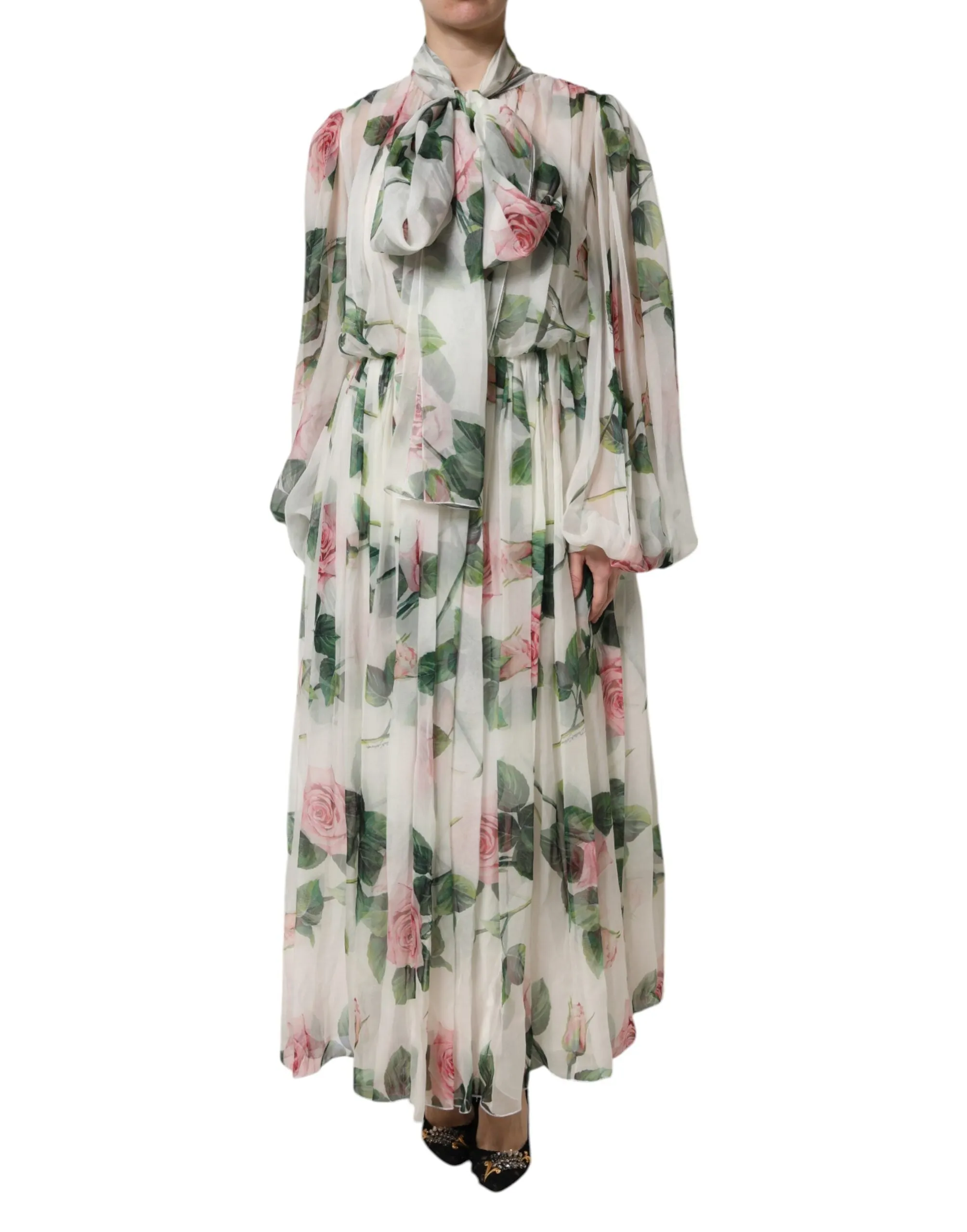 White Floral Roses Maxi Long Gown Dress sold by Lord & Taylor