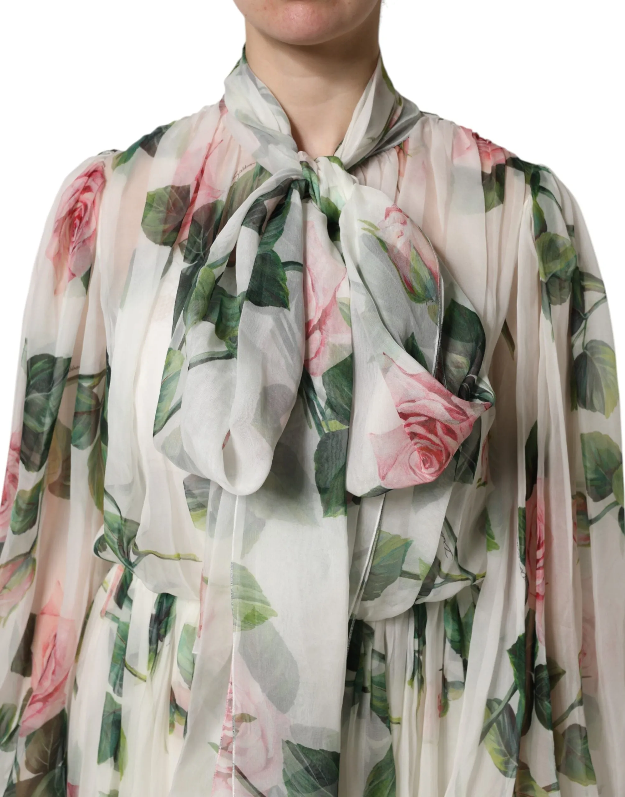 White Floral Roses Maxi Long Gown Dress sold by Lord & Taylor product image thumbnail 5