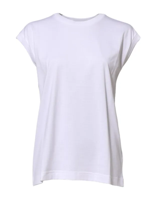 White Cotton Sleeveless Women Tank T-shirt sold by Lord & Taylor