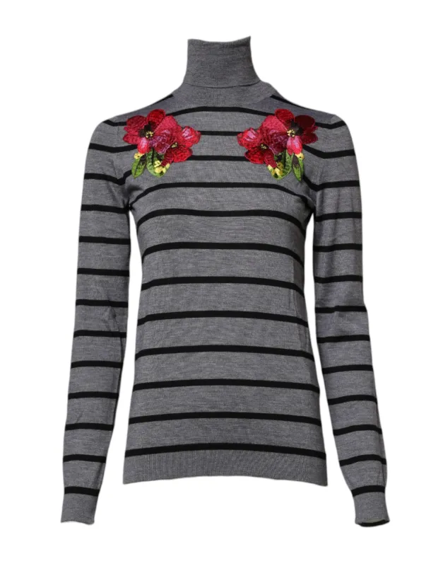 Gray Floral Embroidery Pullover Sweater sold by Lord & Taylor