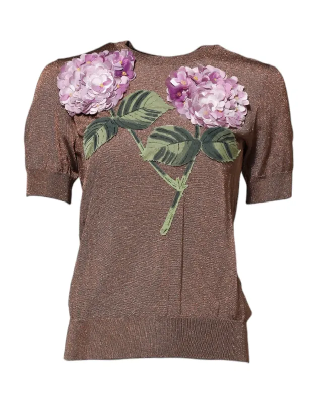 Brown Lily Embellished Round Neck Blouse Top sold by Lord & Taylor