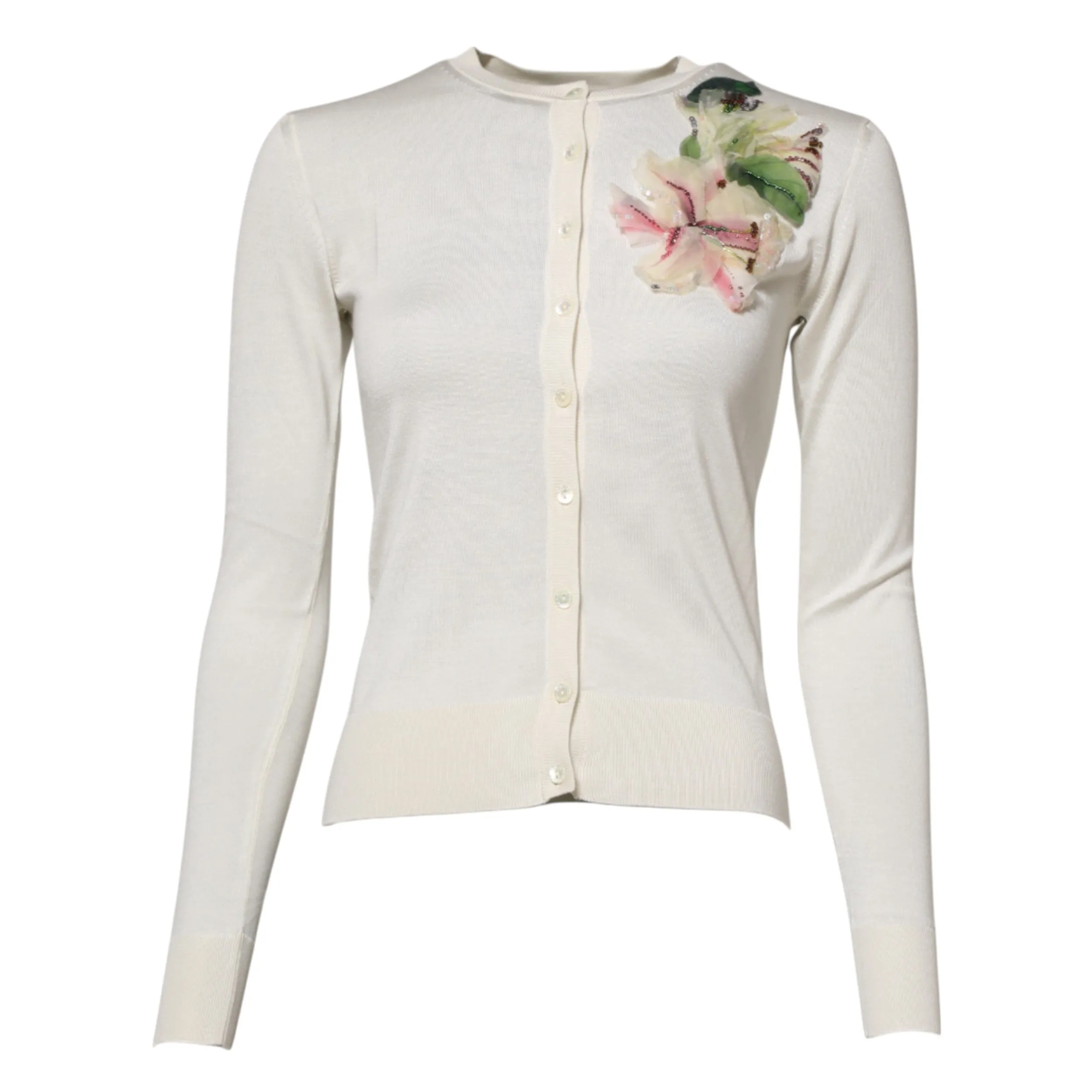 White Silk Lily Buttoned Cardigan Sweater sold by Lord & Taylor product image thumbnail 5