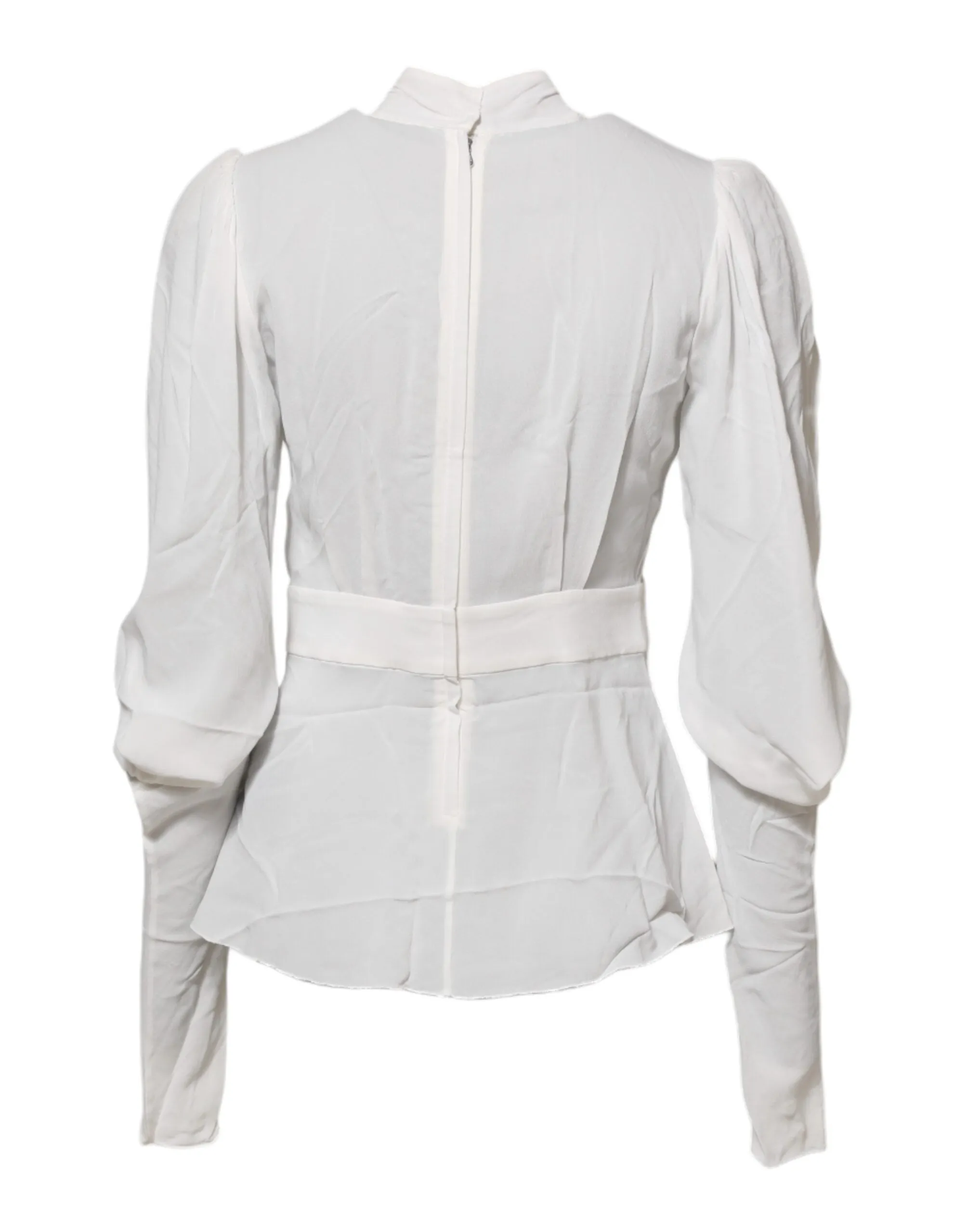 White Viscose Ascot Collar Long Sleeves Top sold by Lord & Taylor product image thumbnail 3
