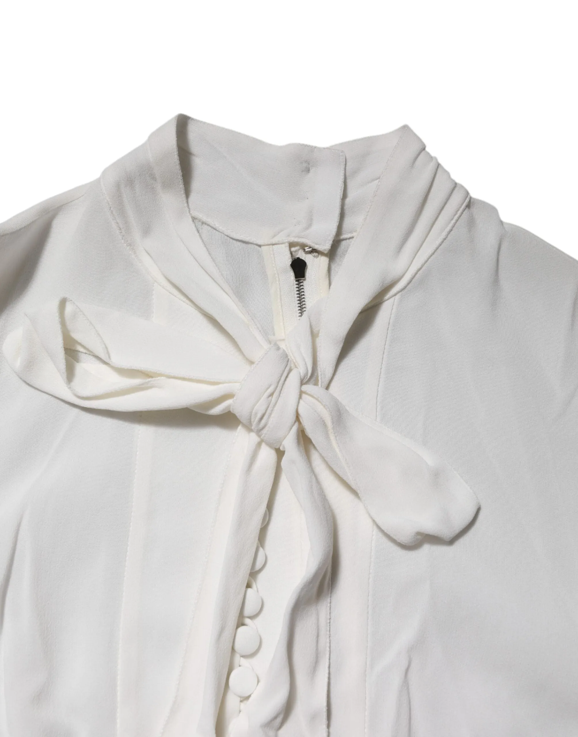 White Viscose Ascot Collar Long Sleeves Top sold by Lord & Taylor product image thumbnail 4
