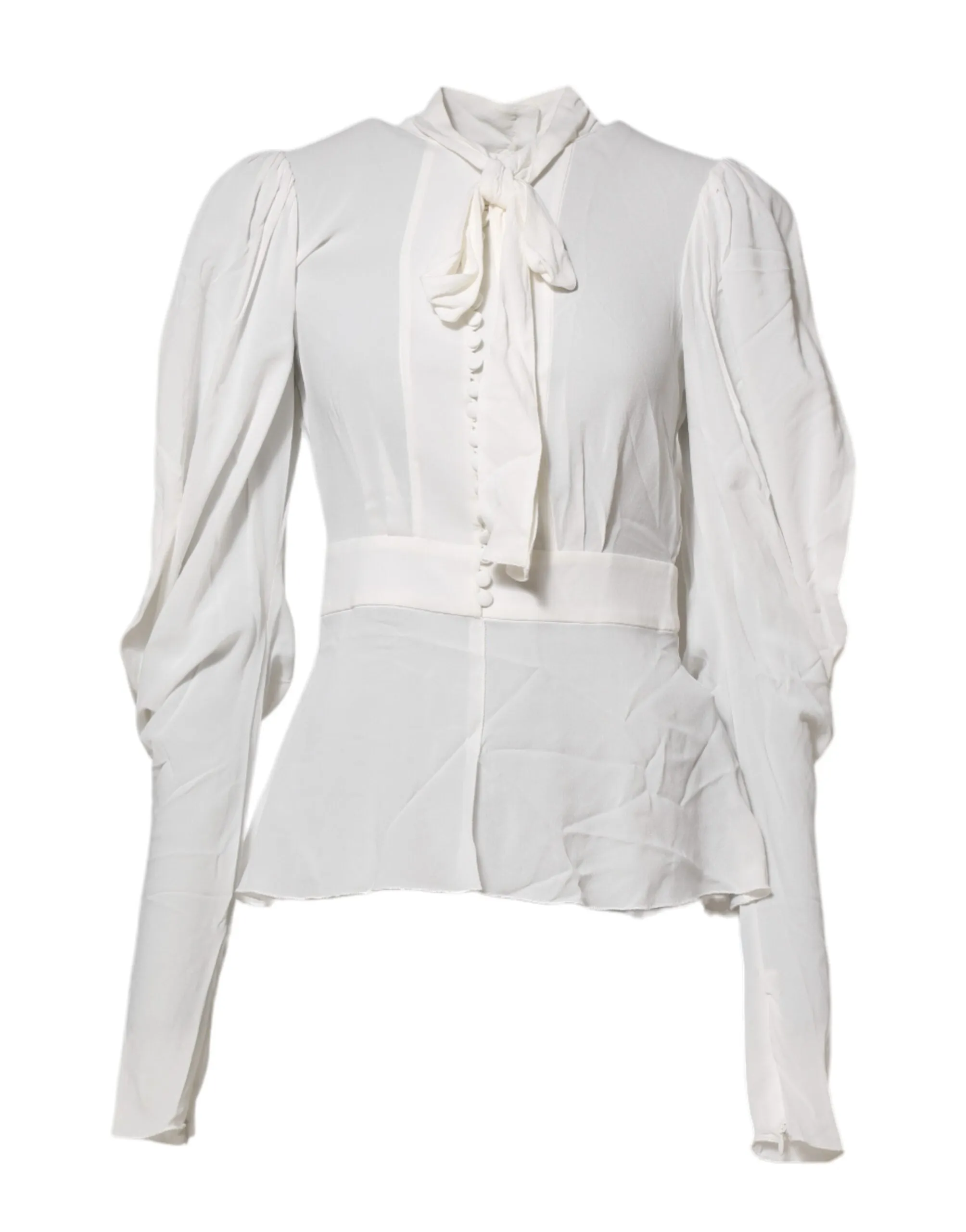 White Viscose Ascot Collar Long Sleeves Top sold by Lord & Taylor