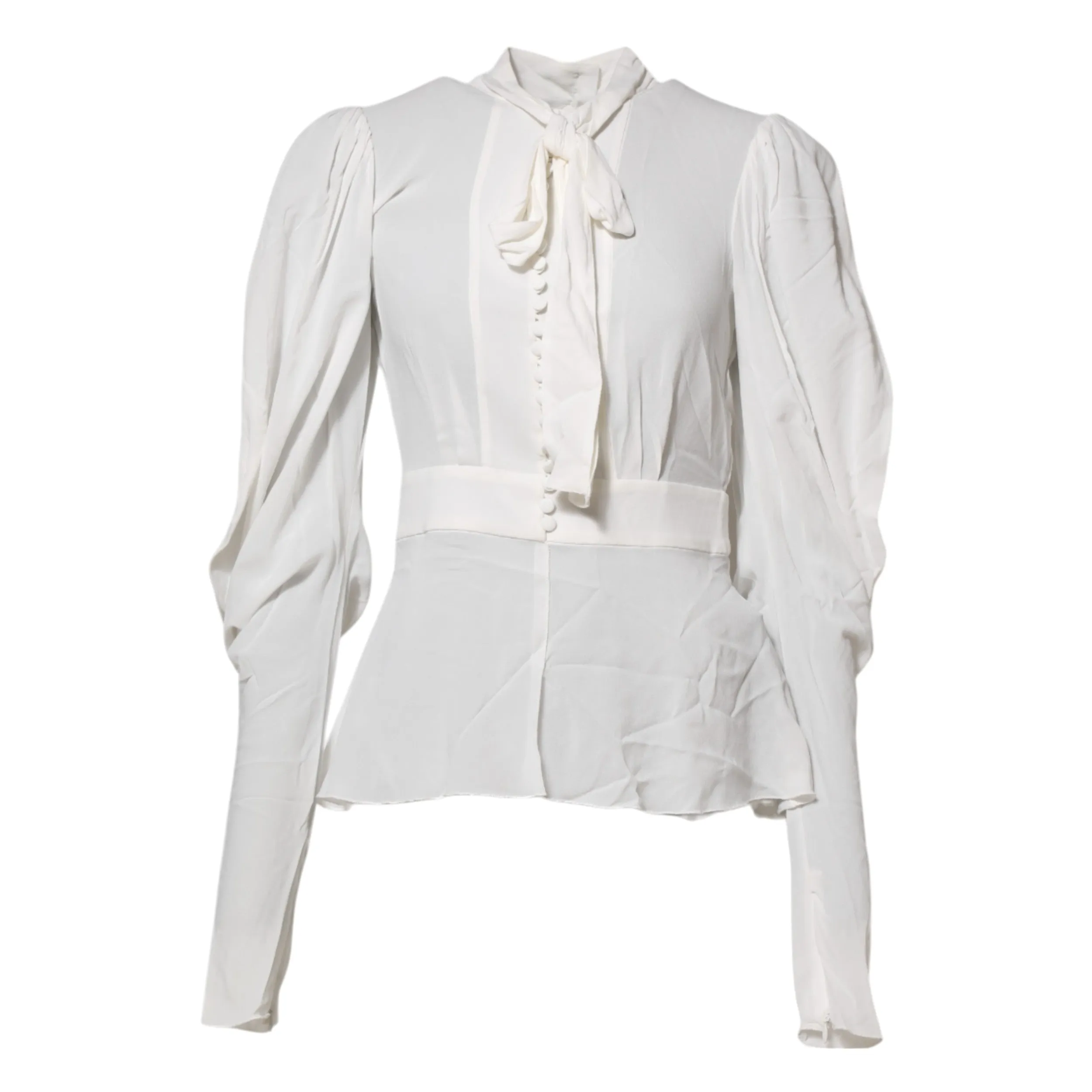 White Viscose Ascot Collar Long Sleeves Top sold by Lord & Taylor product image thumbnail 5