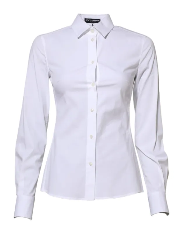 White Cotton Long Sleeves Collared Shirt Top sold by Lord & Taylor