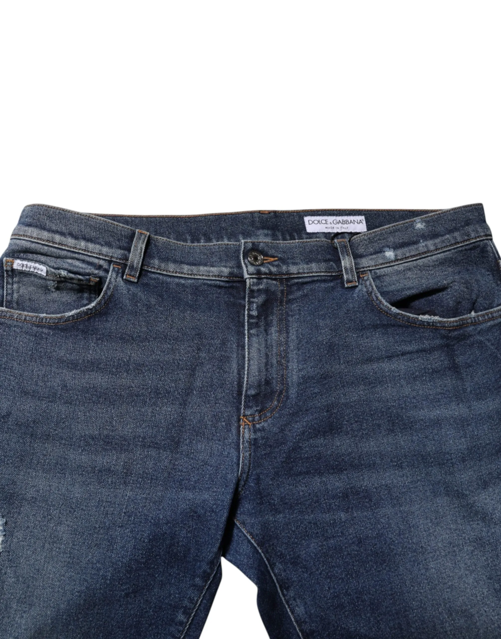 Blue Cotton Mid Waisted Straight Denim Jeans sold by Lord & Taylor product image thumbnail 4