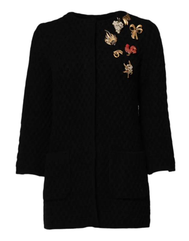 Black Cashmere Quilted Embellished Jacket sold by Lord & Taylor