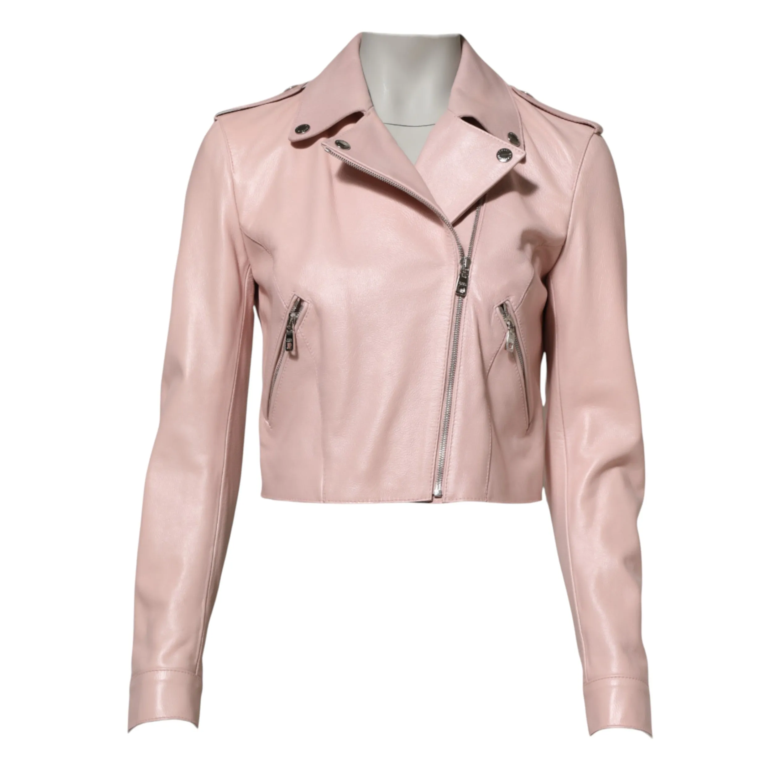 Light Pink Collar Leather Women Biker Jacket sold by Lord & Taylor product image thumbnail 5