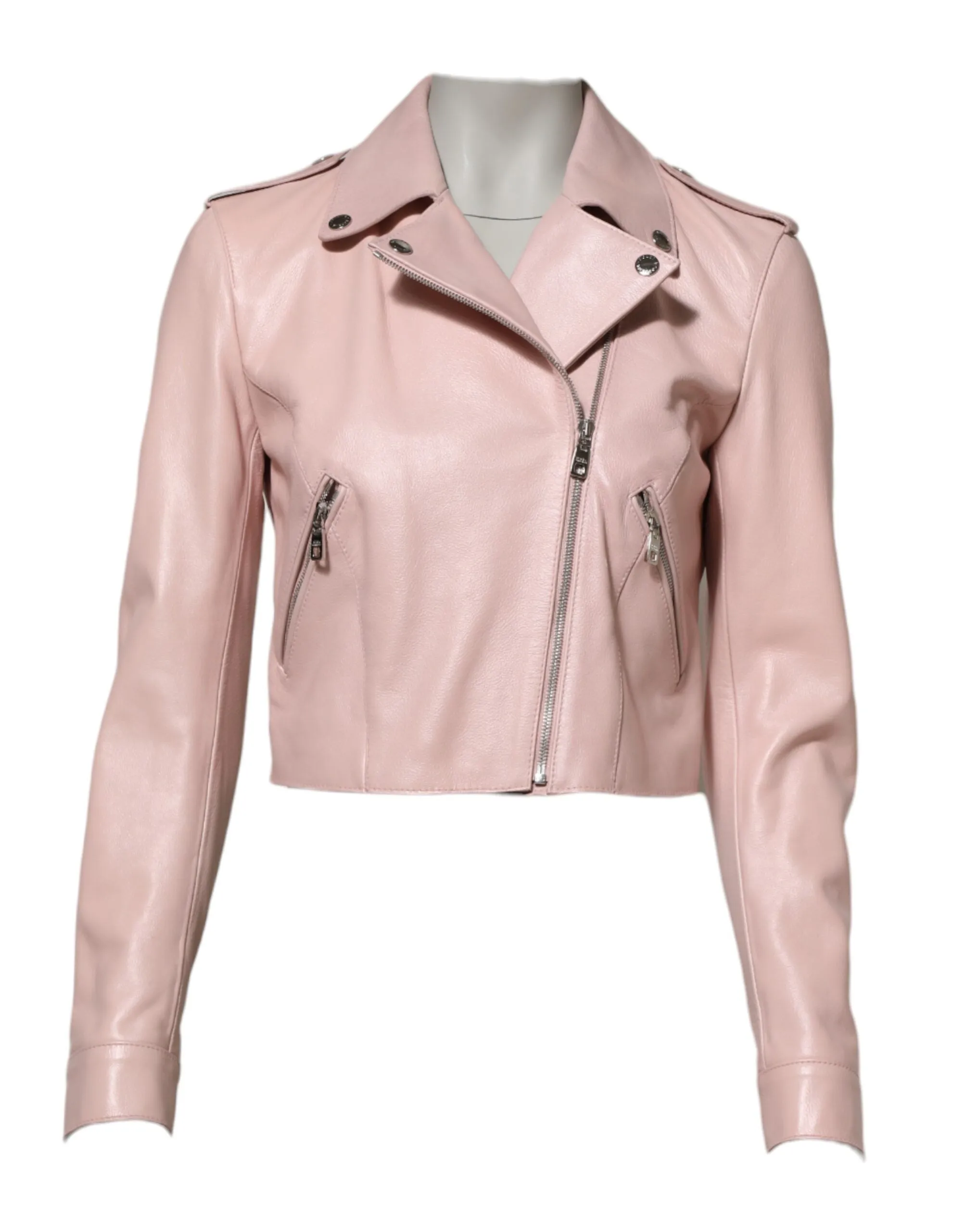 Light Pink Collar Leather Women Biker Jacket sold by Lord & Taylor product image thumbnail 2
