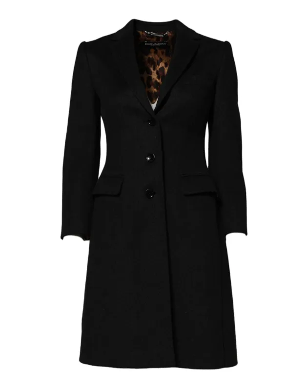 Black Wool Long Sleeves Trench Coat Jacket sold by Lord & Taylor