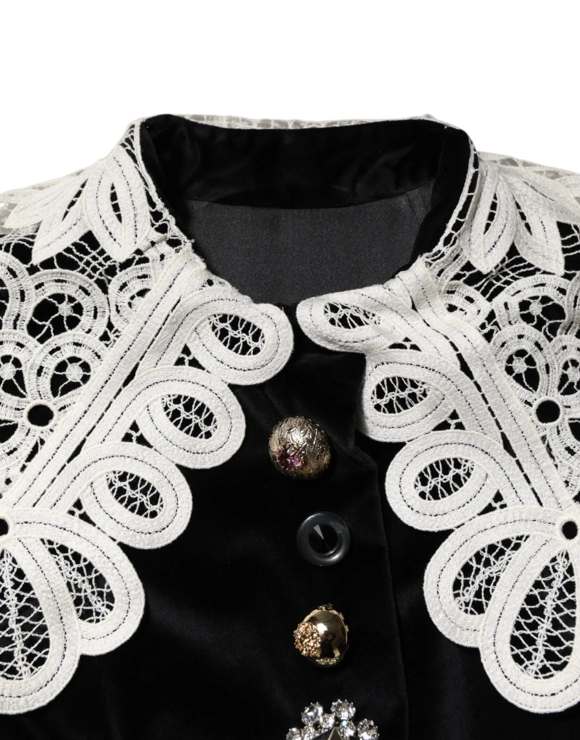 Black Velvet Lace Collared Embellished Dress sold by Lord & Taylor product image thumbnail 4