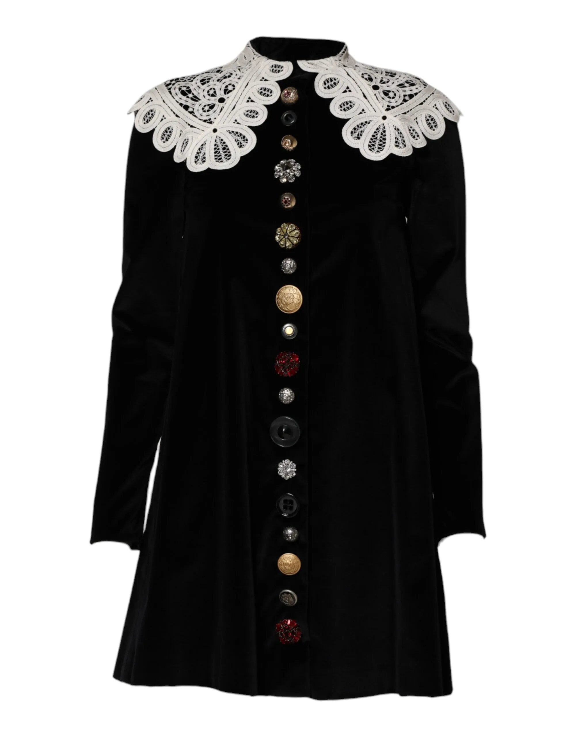 Black Velvet Lace Collared Embellished Dress sold by Lord & Taylor