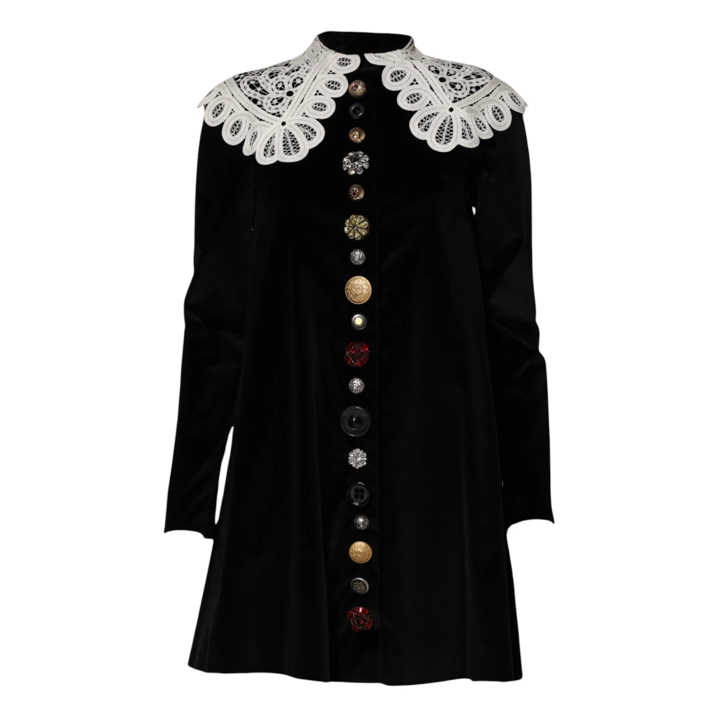 Black Velvet Lace Collared Embellished Dress sold by Lord & Taylor product image thumbnail 5
