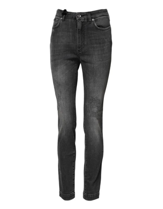 Dark Gray AUDREY Cotton Skinny Denim Jeans made by Lord & Taylor