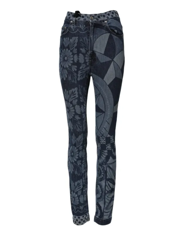 Blue Graphic Print Cotton Skinny Denim Jeans sold by Lord & Taylor