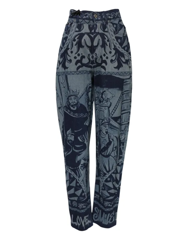 Blue Graphic Print Tapered Denim Jeans sold by Lord & Taylor