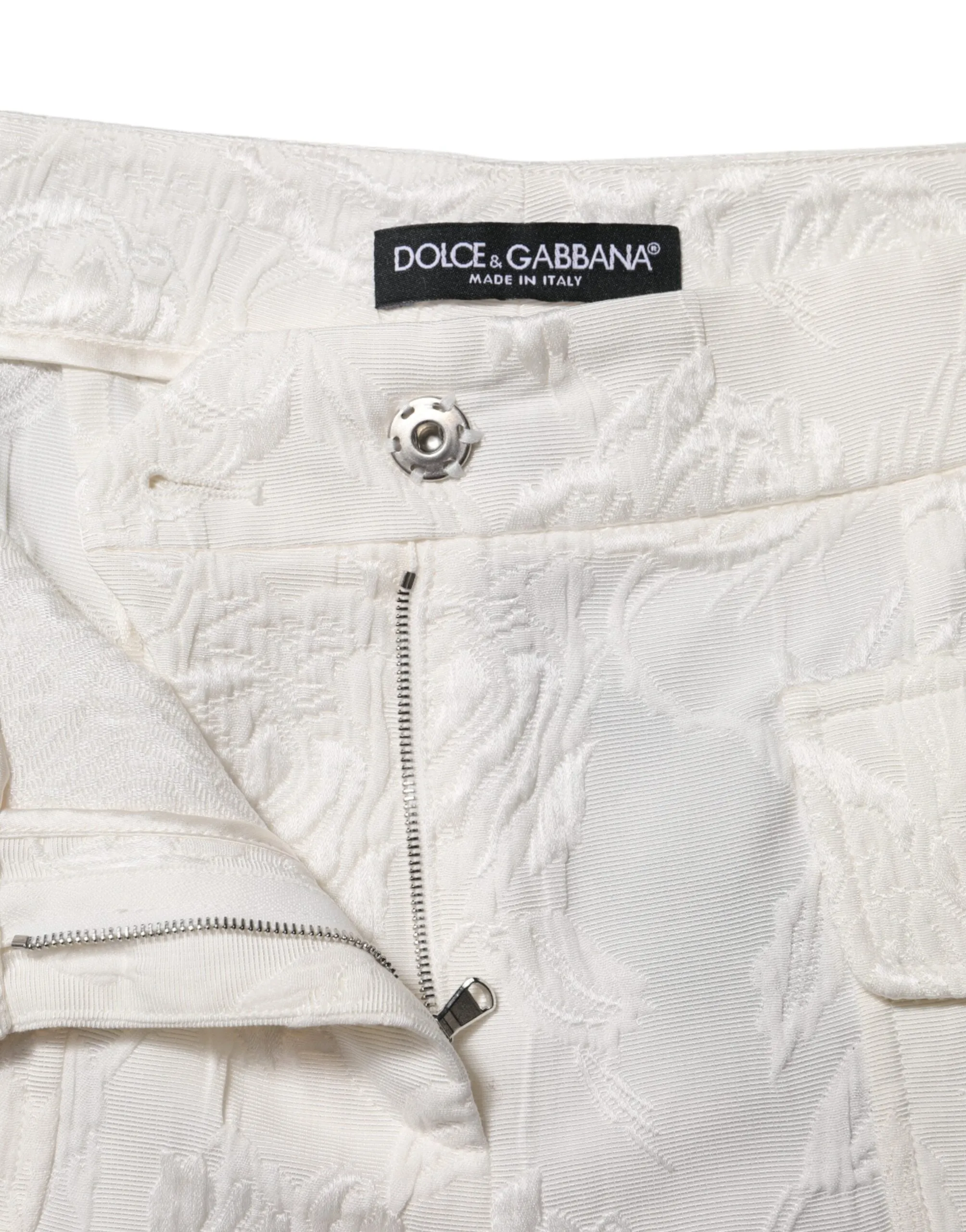 White Cotton Floral Jacquard Pants sold by Lord & Taylor product image thumbnail 4