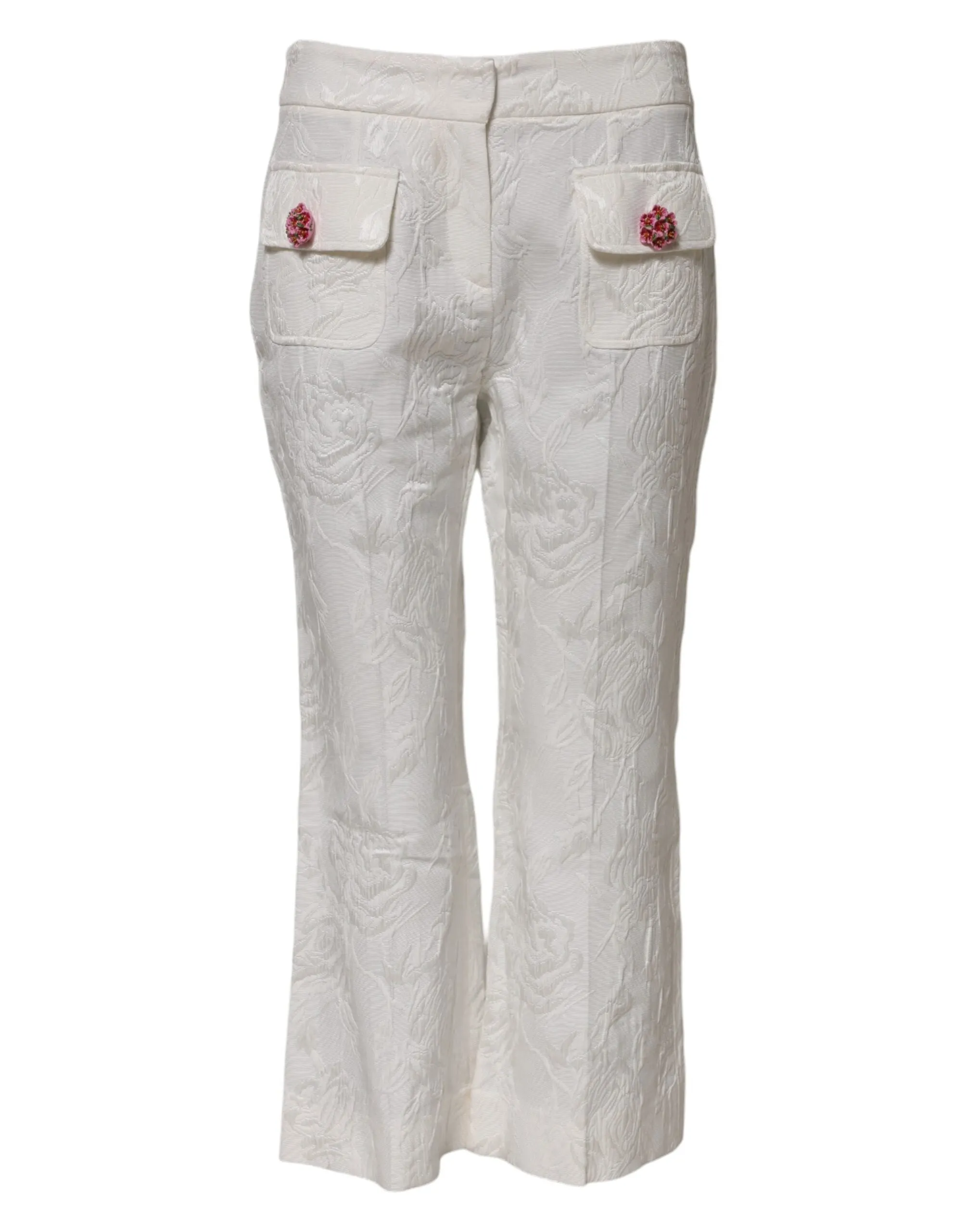 White Cotton Floral Jacquard Pants sold by Lord & Taylor