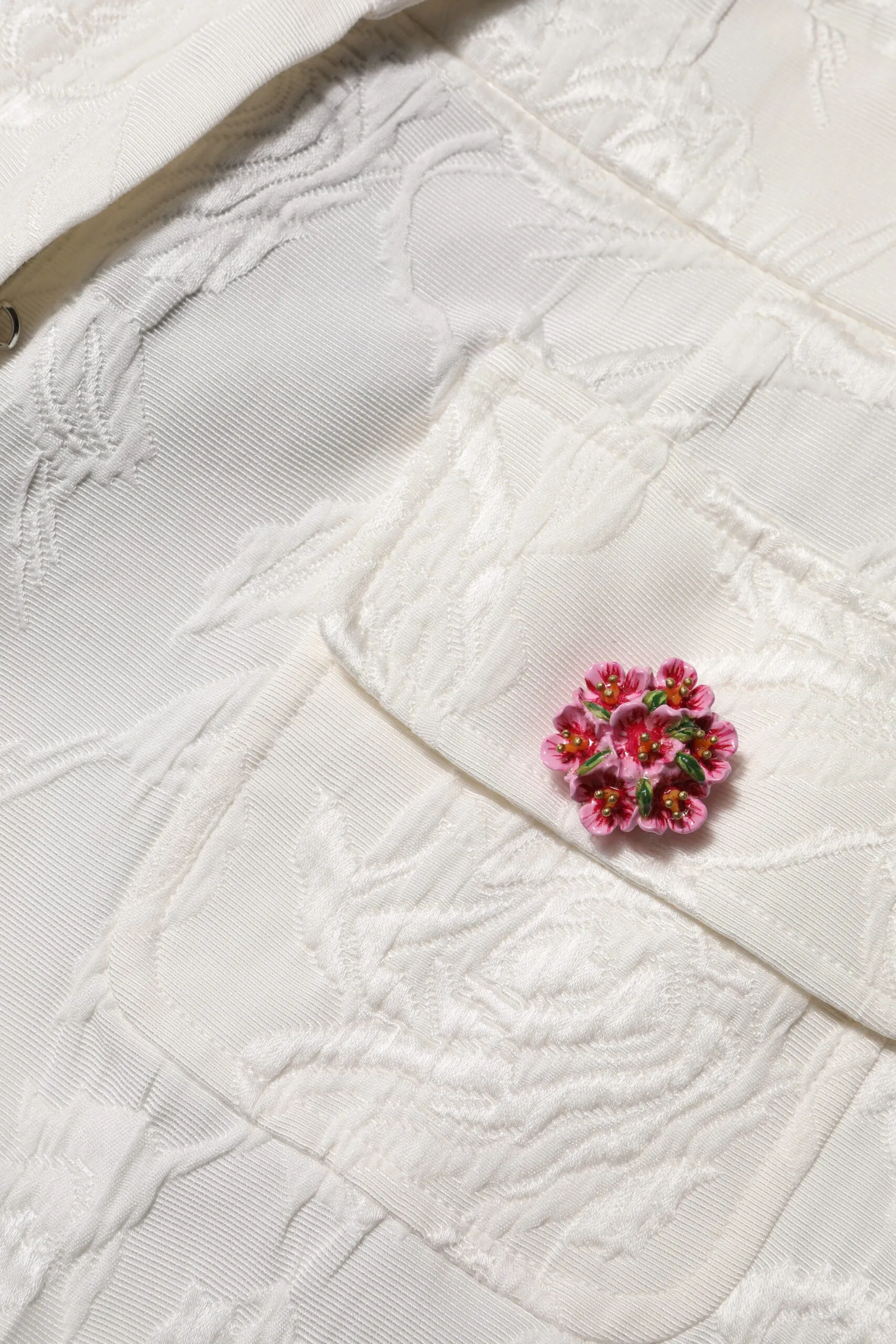 White Cotton Floral Jacquard Pants sold by Lord & Taylor product image thumbnail 5