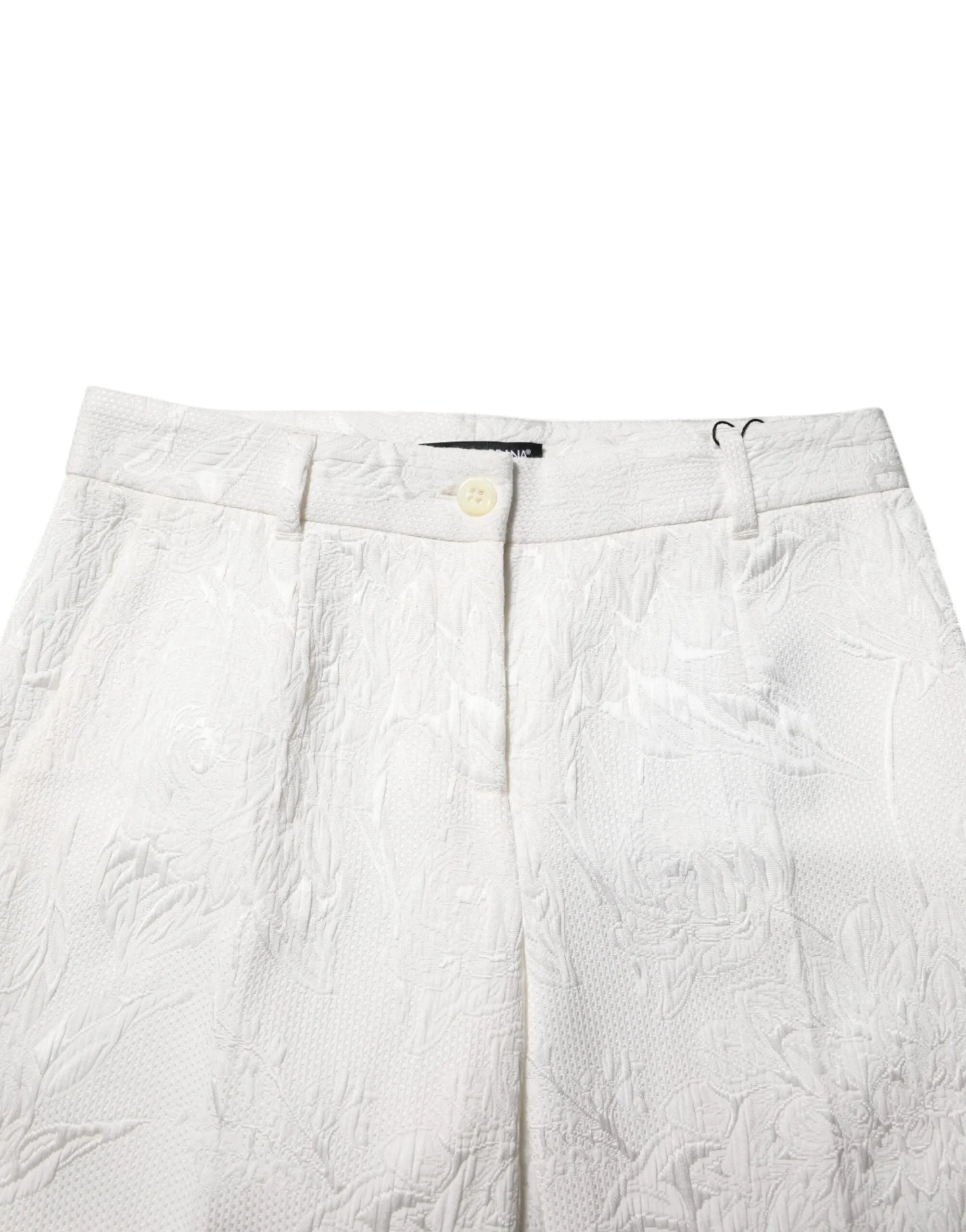 White Cotton Floral Jacquard Pants sold by Lord & Taylor product image thumbnail 4