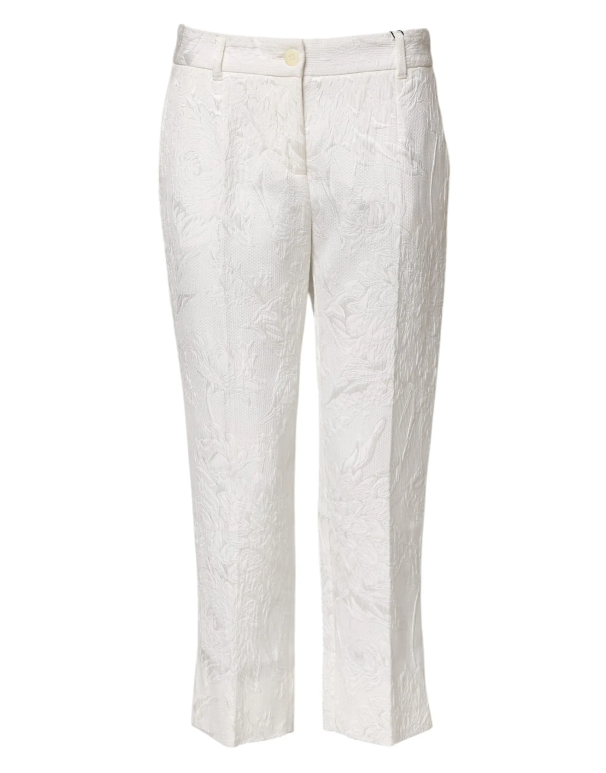 White Cotton Floral Jacquard Pants sold by Lord & Taylor