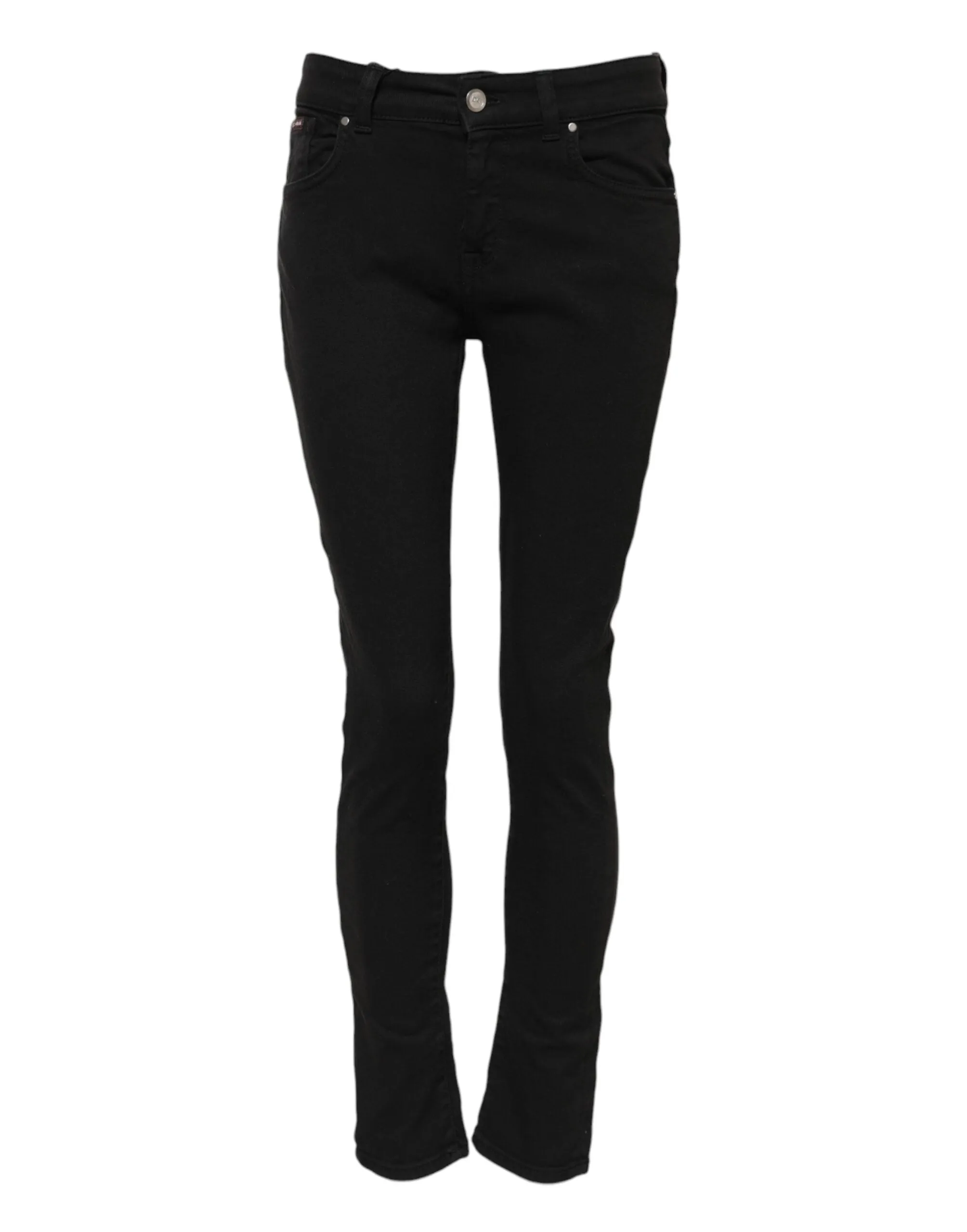 Black Cotton Logo Skinny Mid Waist Denim Jeans sold by Lord & Taylor