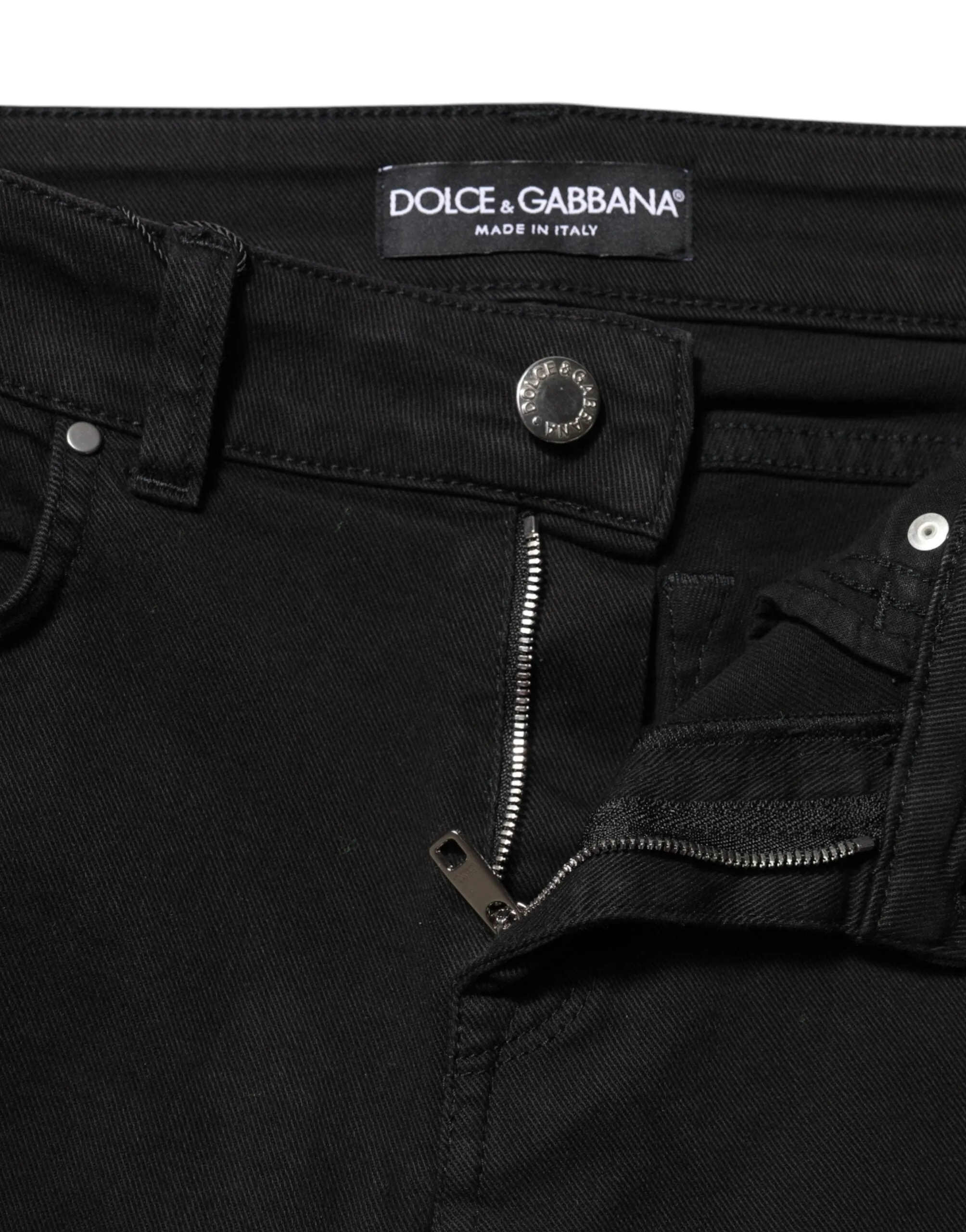 Black Cotton Logo Skinny Mid Waist Denim Jeans sold by Lord & Taylor product image thumbnail 4