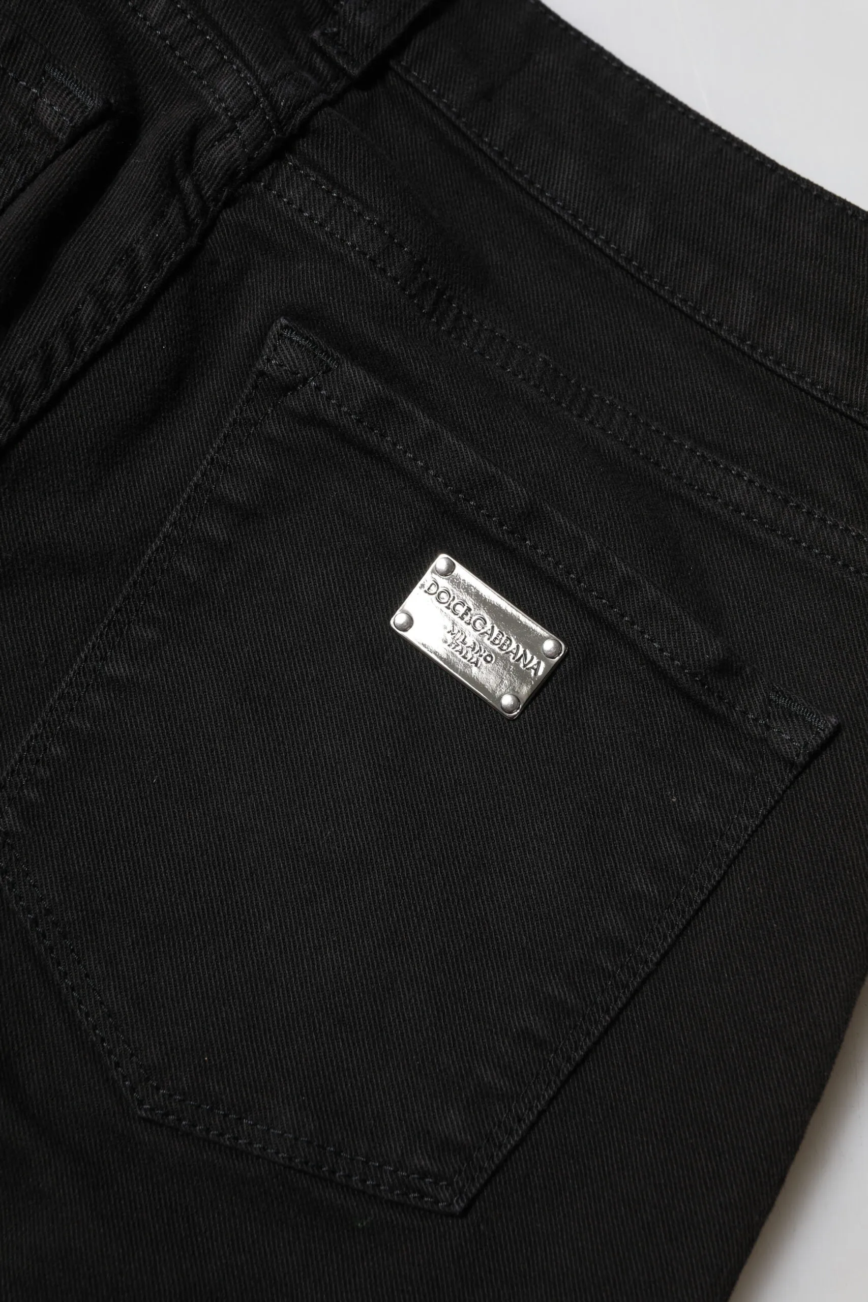 Black Cotton Logo Skinny Mid Waist Denim Jeans sold by Lord & Taylor product image thumbnail 5