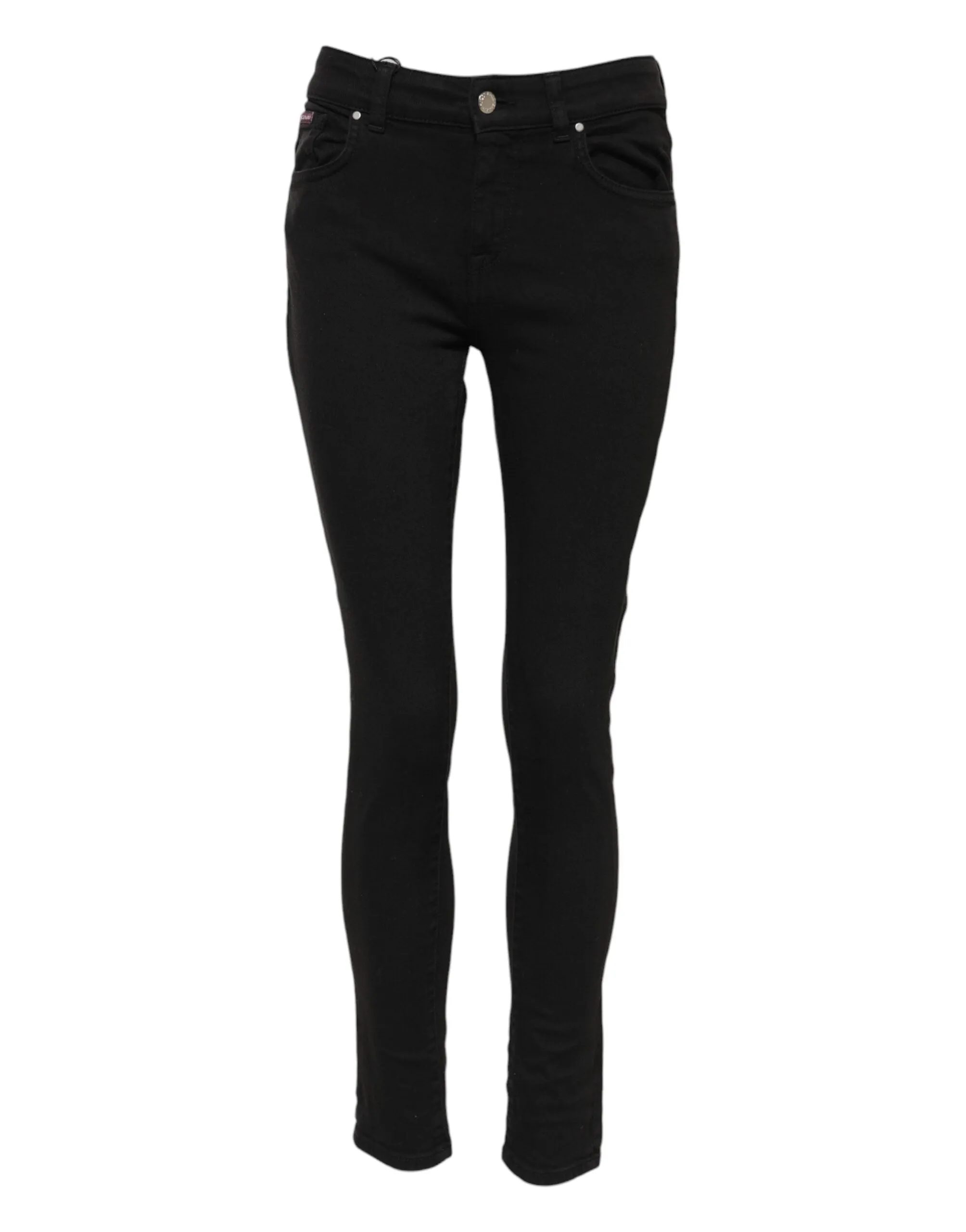 Black Cotton Logo Skinny Mid Waist Denim Jeans sold by Lord & Taylor product image thumbnail 2