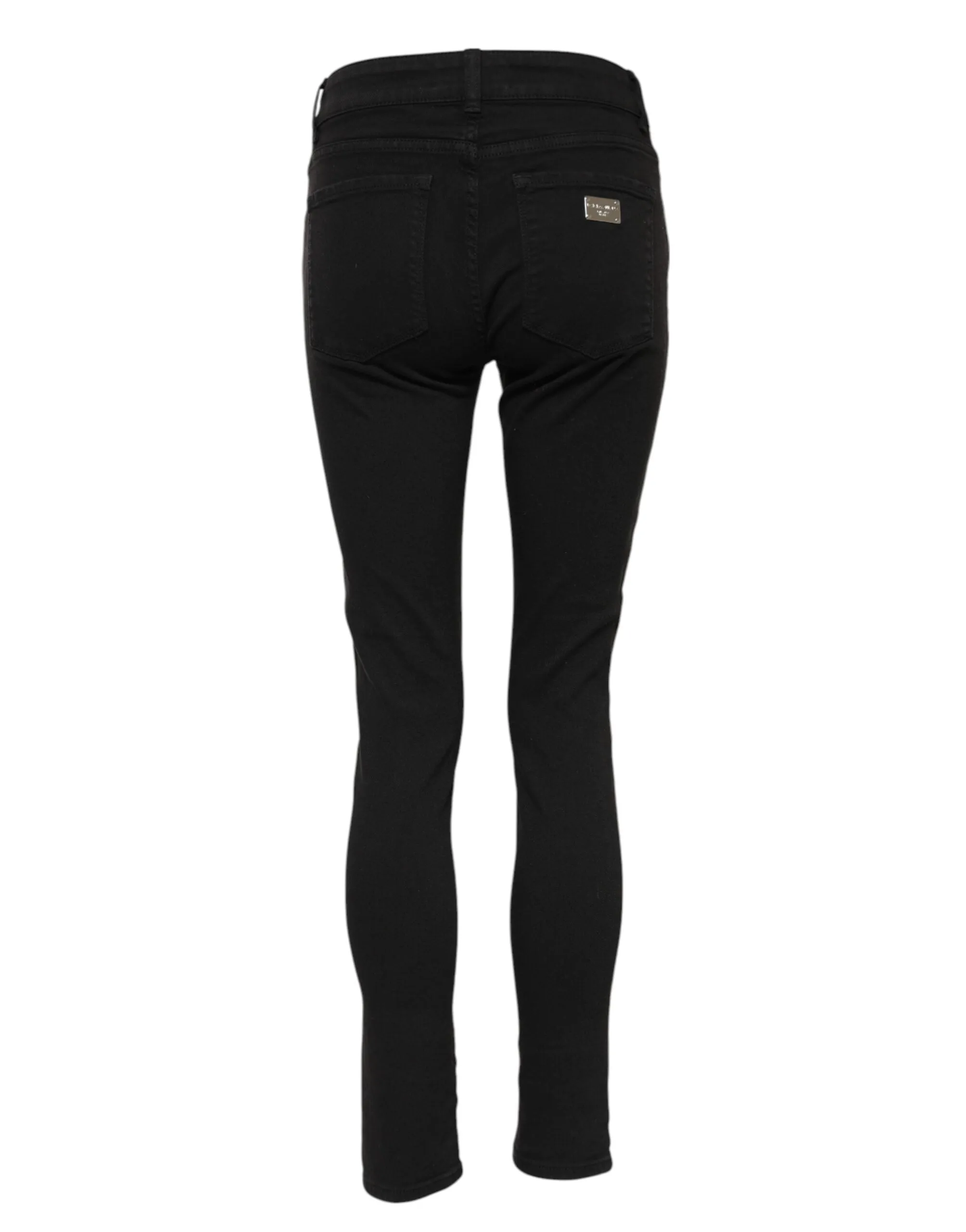 Black Cotton Logo Skinny Mid Waist Denim Jeans sold by Lord & Taylor product image thumbnail 3
