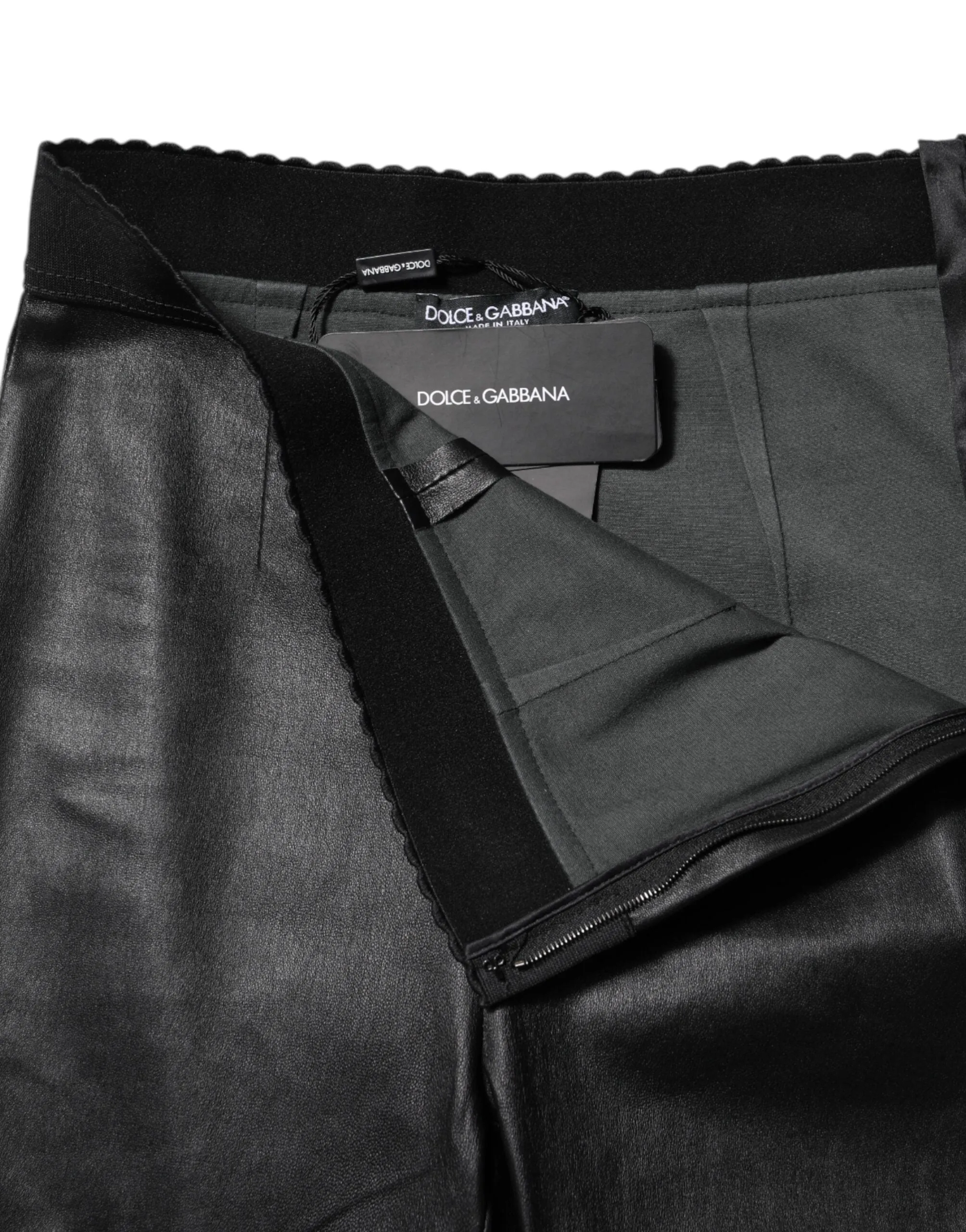 Black Leather Elastic Waist Pants sold by Lord & Taylor product image thumbnail 4
