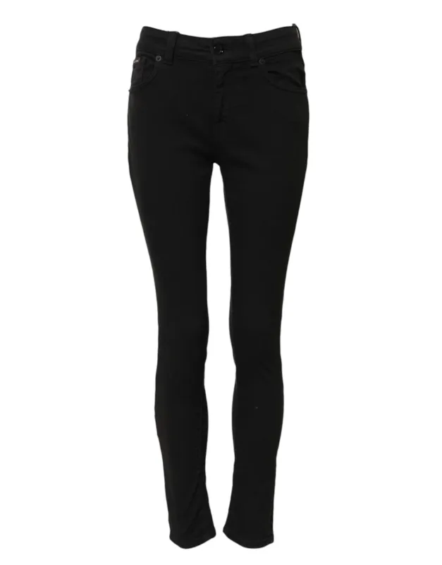 Black Cotton Skinny Mid Waist Denim Jeans sold by Lord & Taylor