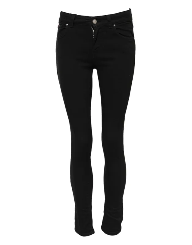 Black Cotton Skinny Mid Waist Denim Jeans sold by Lord & Taylor